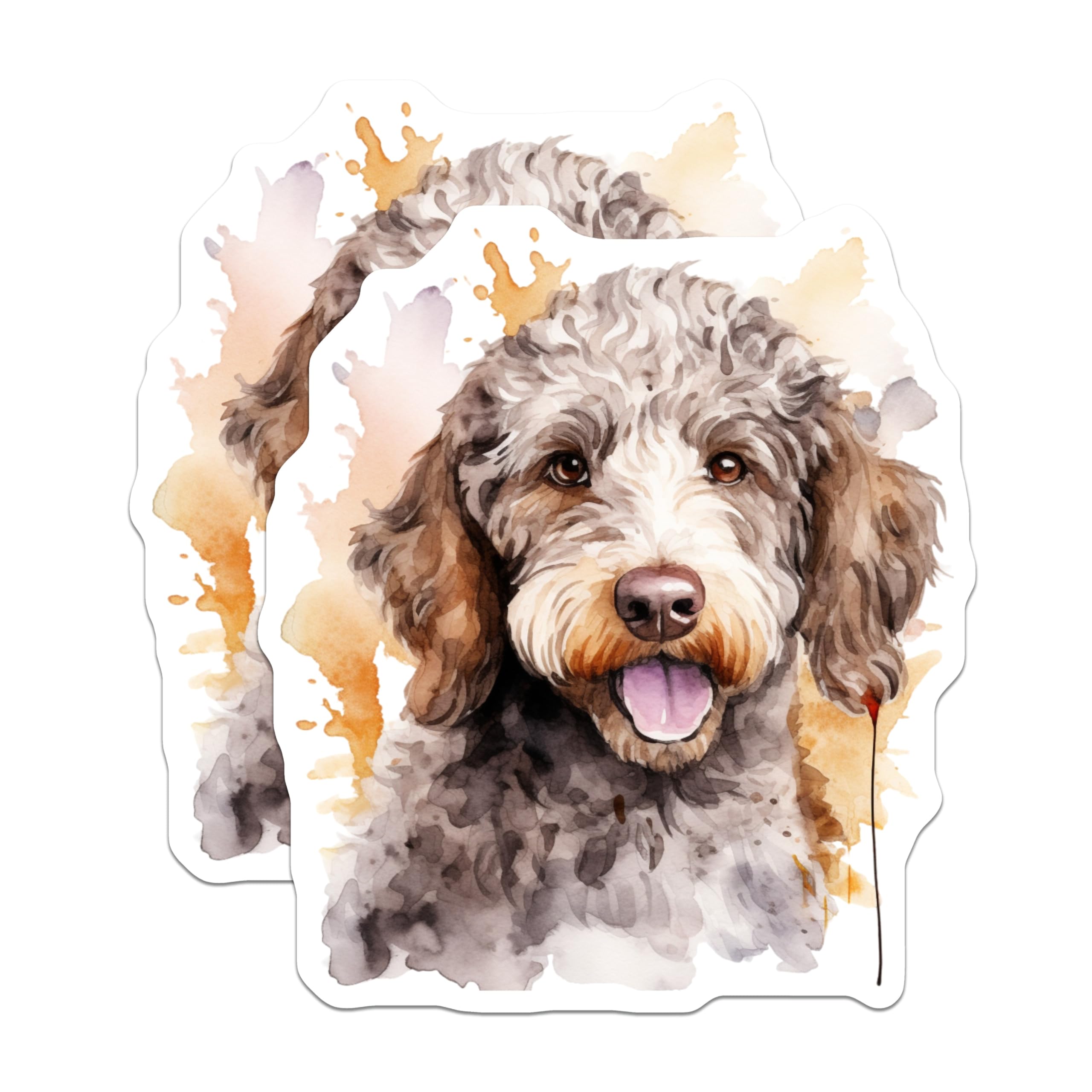 (2 Pack) Goldendoodle Magnets - Watercolor Dog Art - Doodle Dog Mom Decor - Pet Owner Fridge Magnets - 5 Inches On Longest Side - Thick Durable Magnet - Made in USA - MAG29248