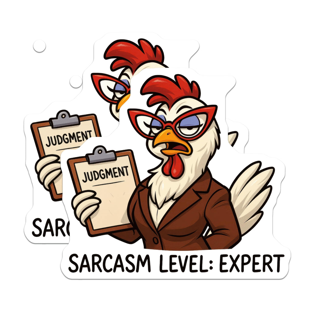 (2 Pack) Sarcastic Chicken Magnets - Judgment Expert Hen Refrigerator Decor - Funny Office Humor Accents - 5 Inches On Longest Side - Thick Durable Magnet - Made in USA - MAG20643