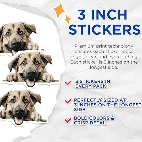 (3 Pack) Dog Breed Decals - Happy Dog - Laptop Decals - 3 Inches On Longest Side - Easy Peel & Apply - Made in USA - 3MCS8597