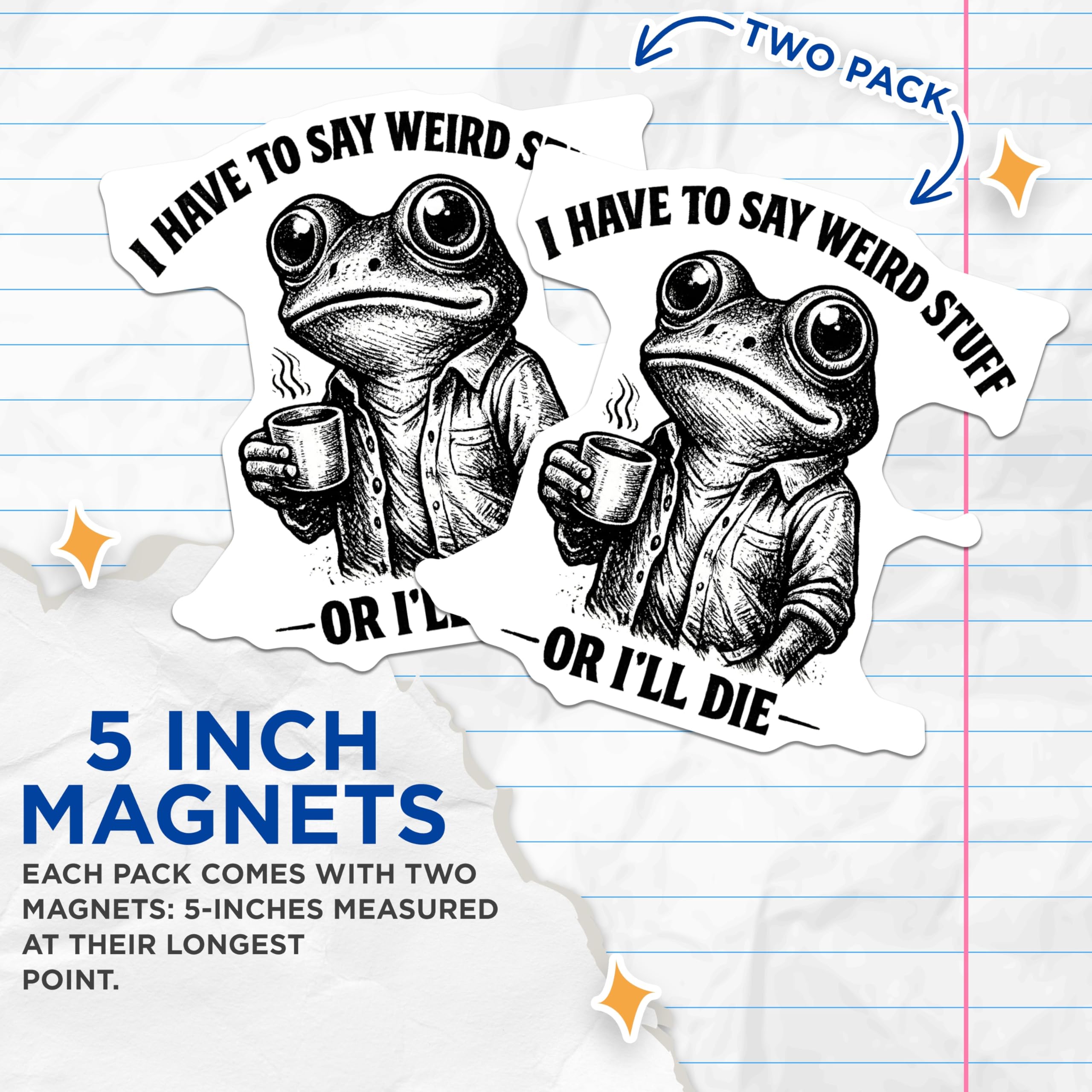(2 Pack) Frog Magnets - Funny Saying Fridge Magnets - Quirky Coffee Lover Magnets - 5 Inches On Longest Side - Thick Durable Magnet - Made in USA - MAG20970