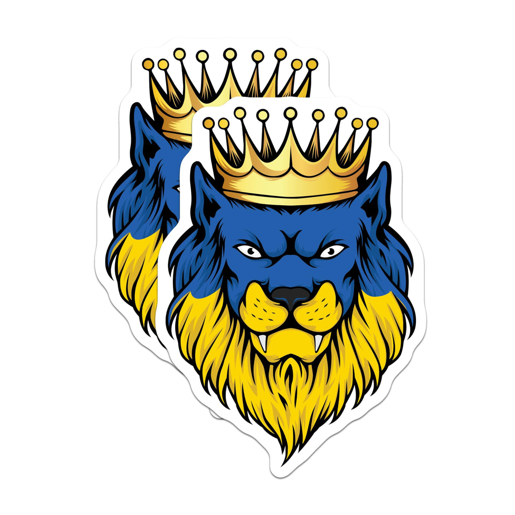 (2 Pack) Crowned Lion Stickers - Lion King Decals - Lion Art Stickers - 5" On Longest Side - Sticks to Smooth Flat Surfaces - Made in USA - BMCS18014