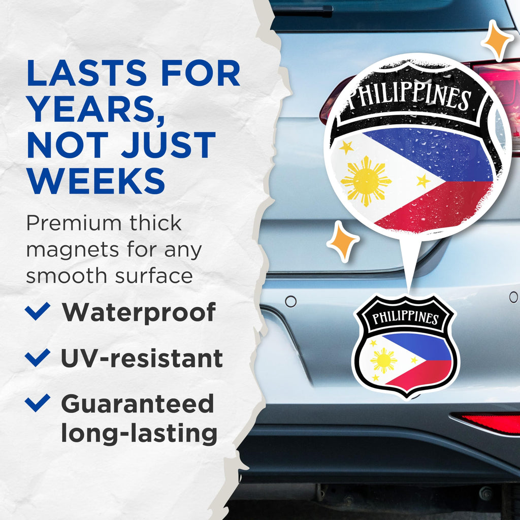 (2 Pack) Philippines Flag Magnets - Filipino Pride Magnet - Country Flag Decor - 5" On Longest Side - Premium Magnet - for Cars, Refrigerators, Toolboxes, Lockers - Made in USA - MAG18279