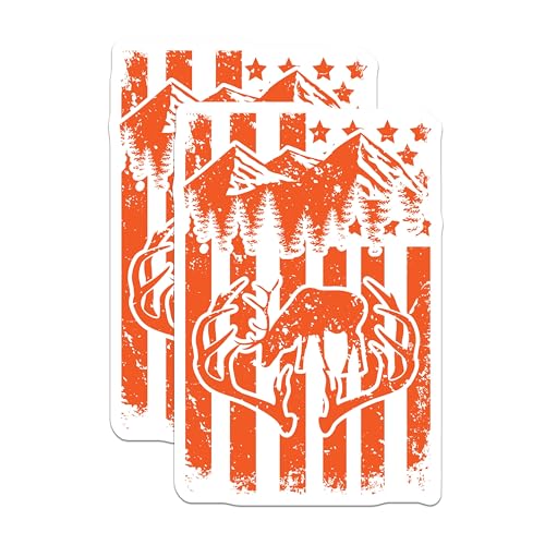 (2 Pack) Rustic Wilderness Stickers - Mountain Adventure Decal - Nature Wildlife Sticker - 5" On Longest Side - Sticks to Smooth Flat Surfaces - Made in USA - BMCS4799