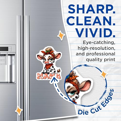 (2 Pack) Mama Cow Magnets - Cute Cow DÃƒÂ©cor - Animal Lover Gifts - Fridge Magnets for Cow Enthusiasts - 5" On Longest Side - for Cars, Fridges, Toolboxes - Made in USA - MAG3788
