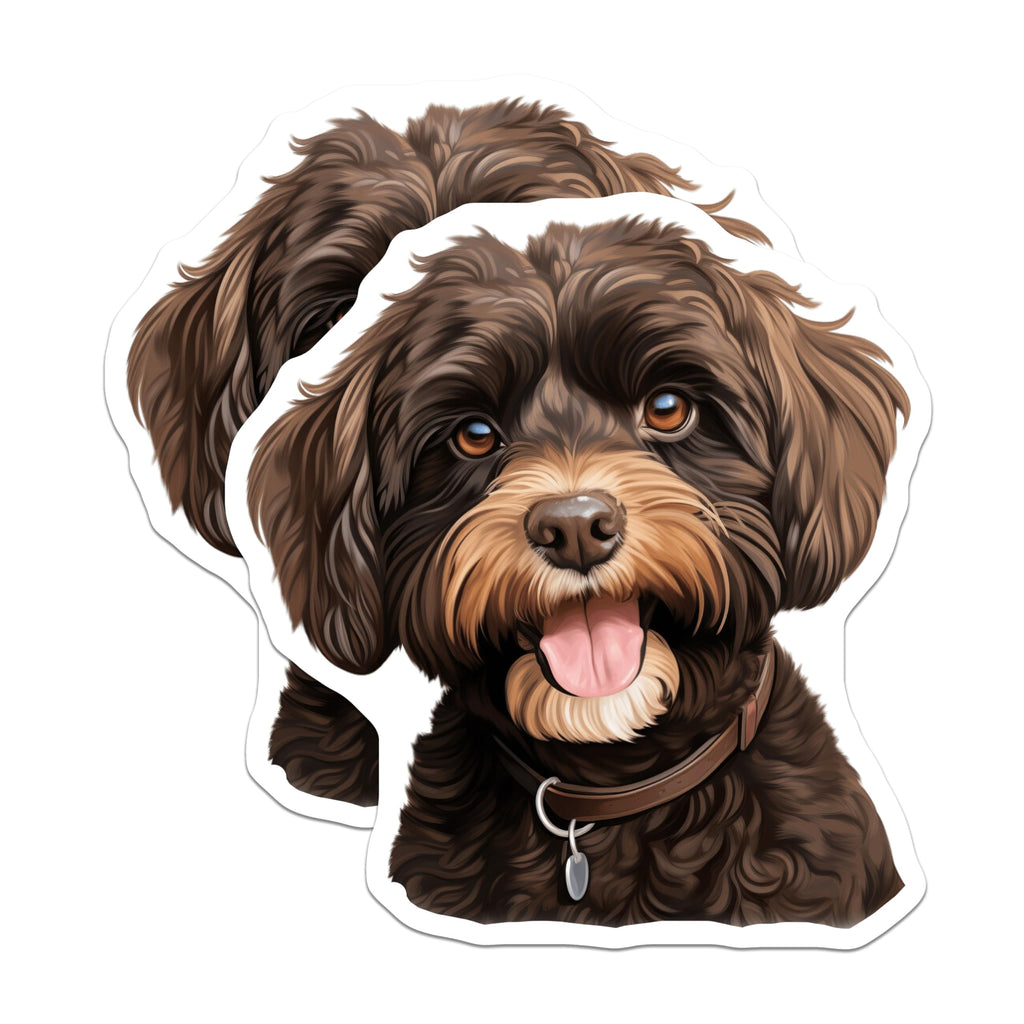 (2 Pack) Fluffy Brown Dog Magnets - Cute Doodle Pet Lover Decor - Dog Mom Fridge Locker Accessories - Animal Art - 5 Inches On Longest Side - Thick Durable Magnet - Made in USA - MAG25573