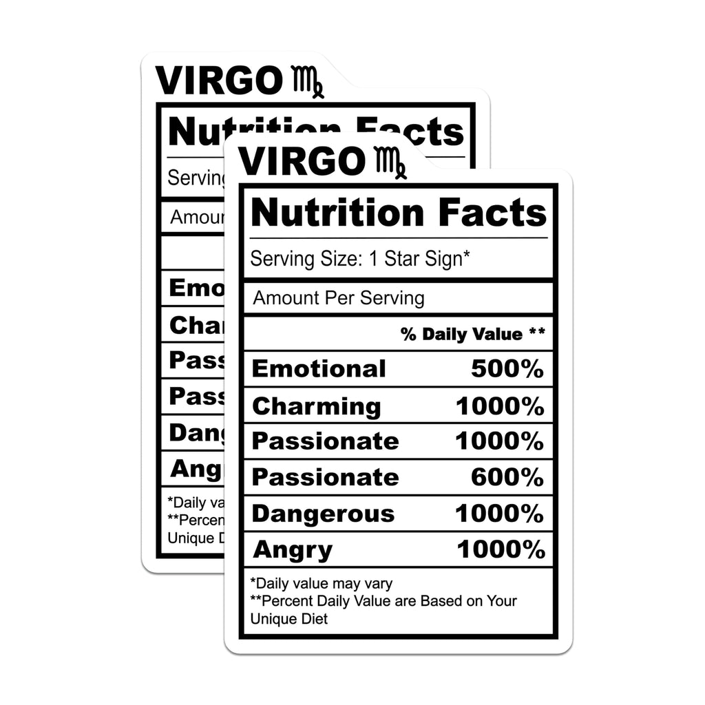 (2 Pack) Virgo Nutrition Facts Magnets - Zodiac Sign - Astrology Refrigerator Magnets - 5" On Longest Side - Premium Magnet - for Cars, Refrigerators, Toolboxes, Lockers - Made in USA - MAG16095