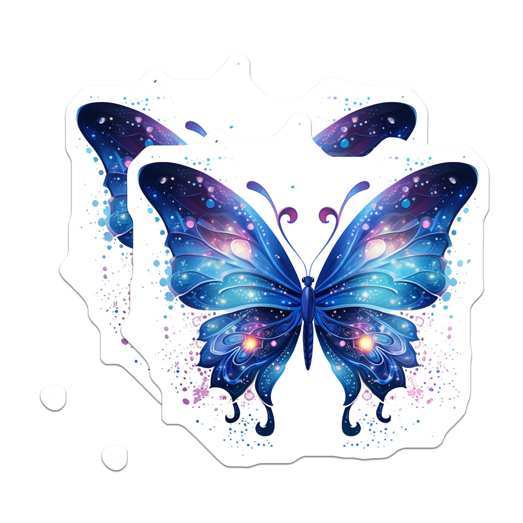 (2 Pack) Galaxy Butterfly Magnets - Cosmic Wing Art - Starry Night Decor - 5 Inches On Longest Side - Thick Durable Magnet - Made in USA - MAG39861