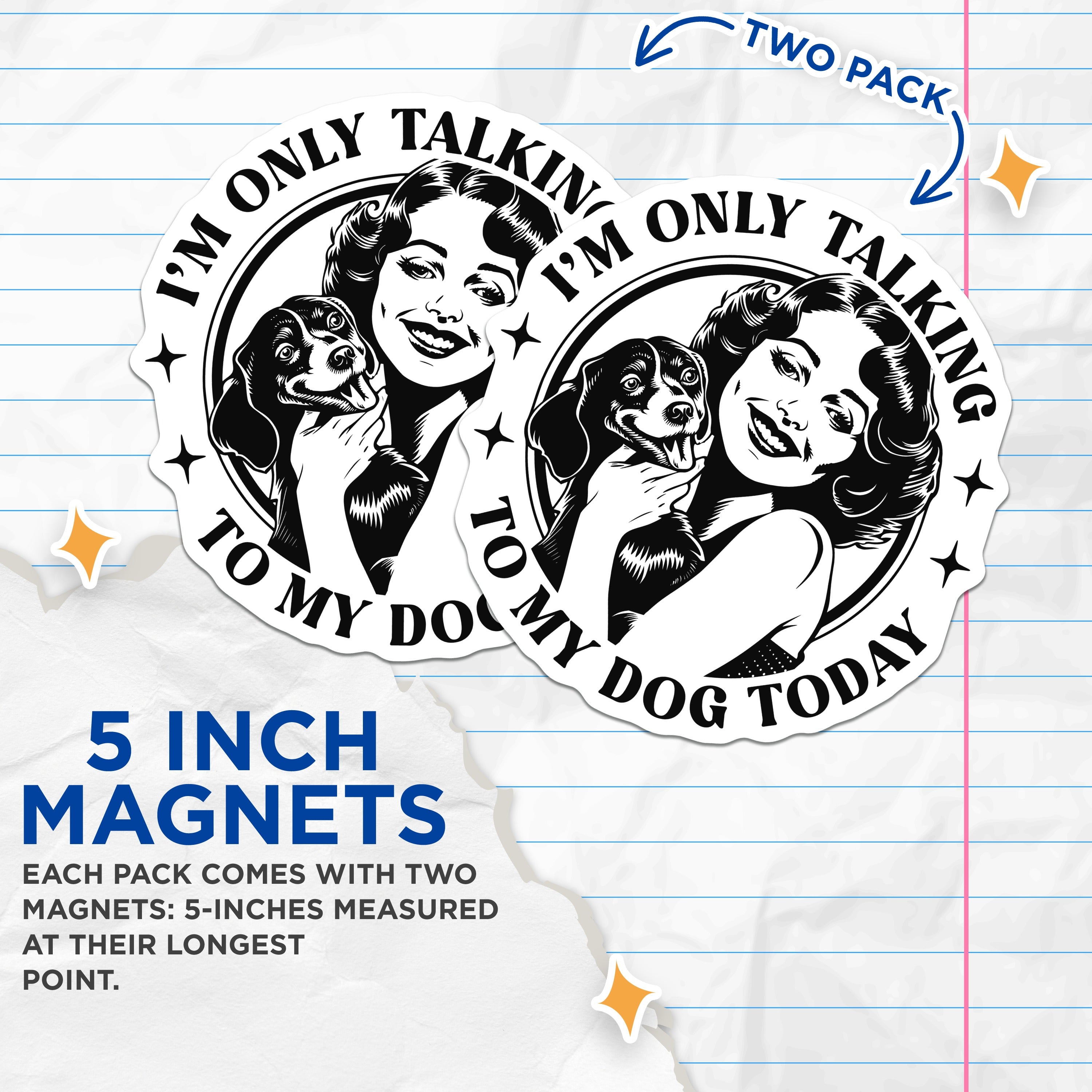 (2 Pack) Dog Mom Magnets - Funny Pet Lover Quote - Retro Style Fridge Magnets - Introvert Dog Owner Humor - 5 Inches On Longest Side - Thick Durable Magnet - Made in USA - MAG36921