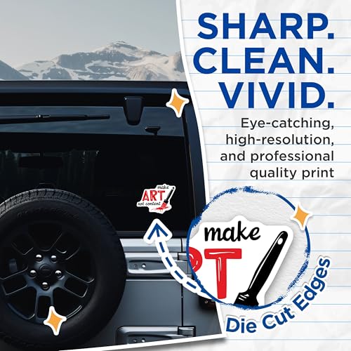 (2 Pack) Make Art Not Content Stickers - Inspirational Art Stickers - Creative Expression Decal - 5" On Longest Side - Sticks to Smooth Flat Surfaces - Made in USA - BMCS6755