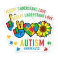 (2 Pack) Autism Awareness Stickers - Accept Understand Love Stickers - Puzzle Heart Peace Sign Stickers - 5" On Longest Side - Sticks to Any Smooth Flat Surface - Made in USA - BMCS3574