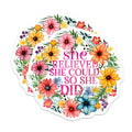 (2 Pack) She Believed She Could Magnets - Motivational Floral Decor - Strong Woman Empowerment for Her - 5 Inches On Longest Side - Thick Durable Magnet - Made in USA - MAG39153