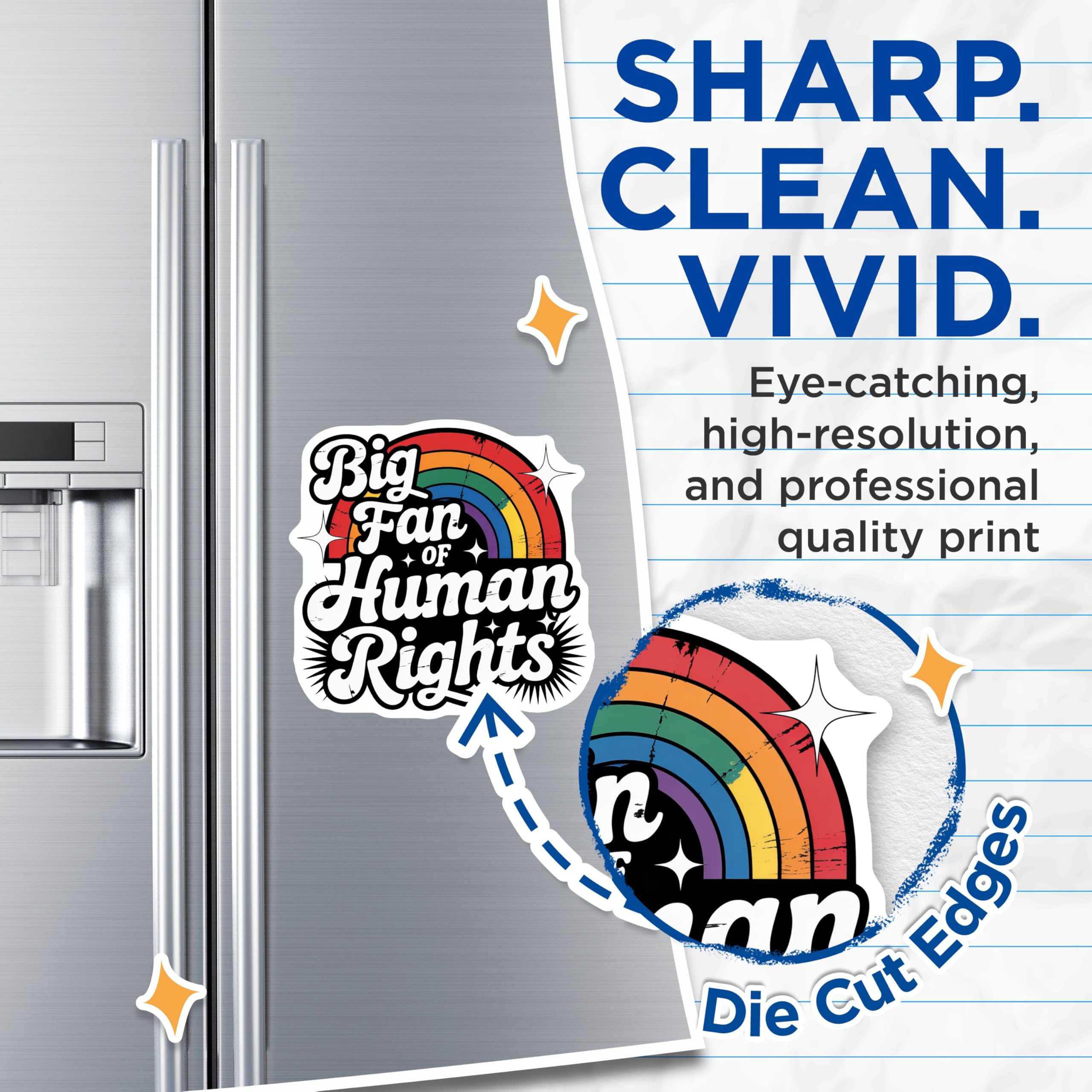 (2 Pack) Human Rights Magnets - Rainbow Pride - Social Justice Accessories - 5" On Longest Side - Premium Magnet - for Cars, Refrigerators, Toolboxes, Lockers - Made in USA - MAG15000