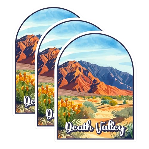 (3 Pack) Death Valley Decals - National Park Stickers - Desert Landscape Decal - 3 Inches On Longest Side - Easy Peel & Apply - Made in USA - 3MCS0446