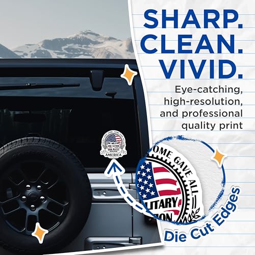 (2 Pack) Military One Nation Stickers - God Bless America - 5" On Longest Side - Sticks to Smooth Flat Surfaces - Made in USA - BMCS8817 - BMCS8817
