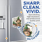 (2 Pack) Cat in Wizard Hat Magnets - Cute Cat Art - Whimsical Cat ation - Adorable Cat Illustration - 5" On Longest Side - for Cars, Fridges, Toolboxes - Made in USA - MAG4349