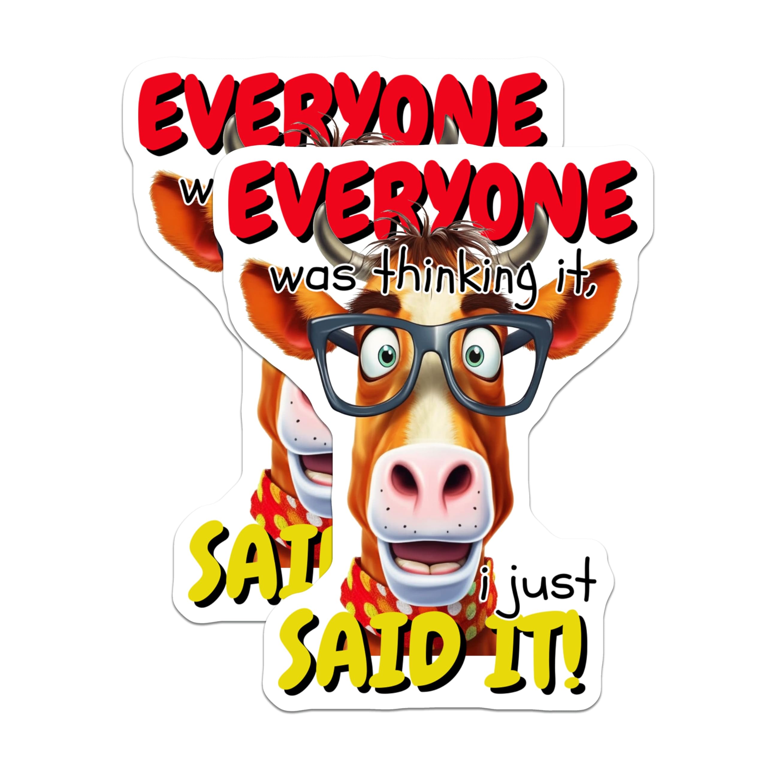 (2 Pack) Funny Cow Magnets - Outspoken Animal Design - Eyeglasses Character Art - Sarcastic Refrigerator Locker Humor - 5 Inches On Longest Side - Thick Durable Magnet - Made in USA - MAG22858