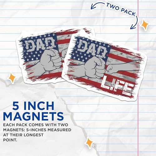 (2 Pack) Dad Life Magnets Magnets - American Flag - Fist Bump - 5" On Longest Side - Made in USA - Sticks to Refrigerators & Metal Surfaces - MAG8648