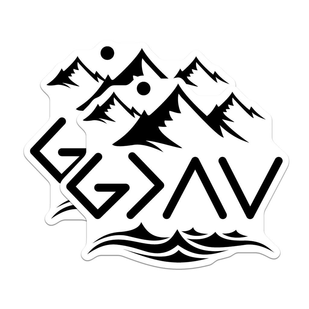 (2 Pack) God is Greater Magnets - Christian Faith Symbol - Mountain Ocean Adventure Decor - 5 Inches On Longest Side - Thick Durable Magnet - Made in USA - MAG19851