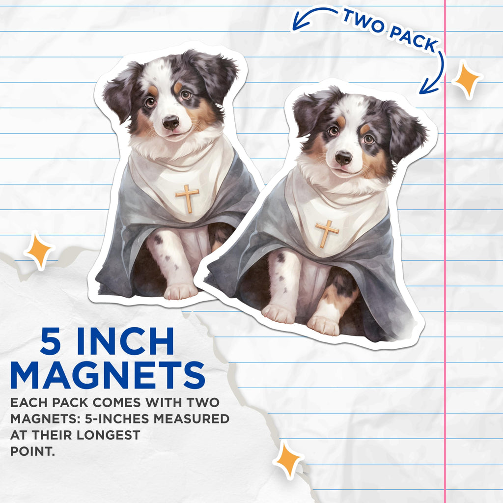 (2 Pack) Religious Dog Magnets - Saint Dog Magnets - Cute Animal Magnets - 5" On Longest Side - Premium Magnet - for Cars, Refrigerators, Toolboxes, Lockers - Made in USA - MAG16756