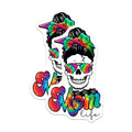 (2 Pack) Mom Life Skull Tie Dye Magnets - Messy Bun Sunglasses Mom Style - Hippie Groovy Funky Decor for Fridge Car Locker - 5 Inches On Longest Side - Thick Durable Magnet - Made in USA - MAG38473
