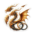 (2 Pack) Golden Dragon Magnets - Mythical Creature Art - Fantasy Gaming Decoration - 5 Inches On Longest Side - Thick Durable Magnet - Made in USA - MAG37946