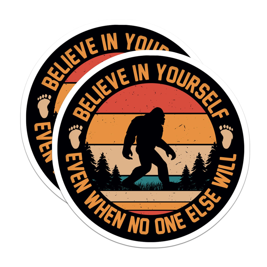 (2 Pack) Bigfoot Magnets - Sasquatch Believe Quote - Retro Cryptid Outdoorsy Decor - 5 Inches On Longest Side - Thick Durable Magnet - Made in USA - MAG25141