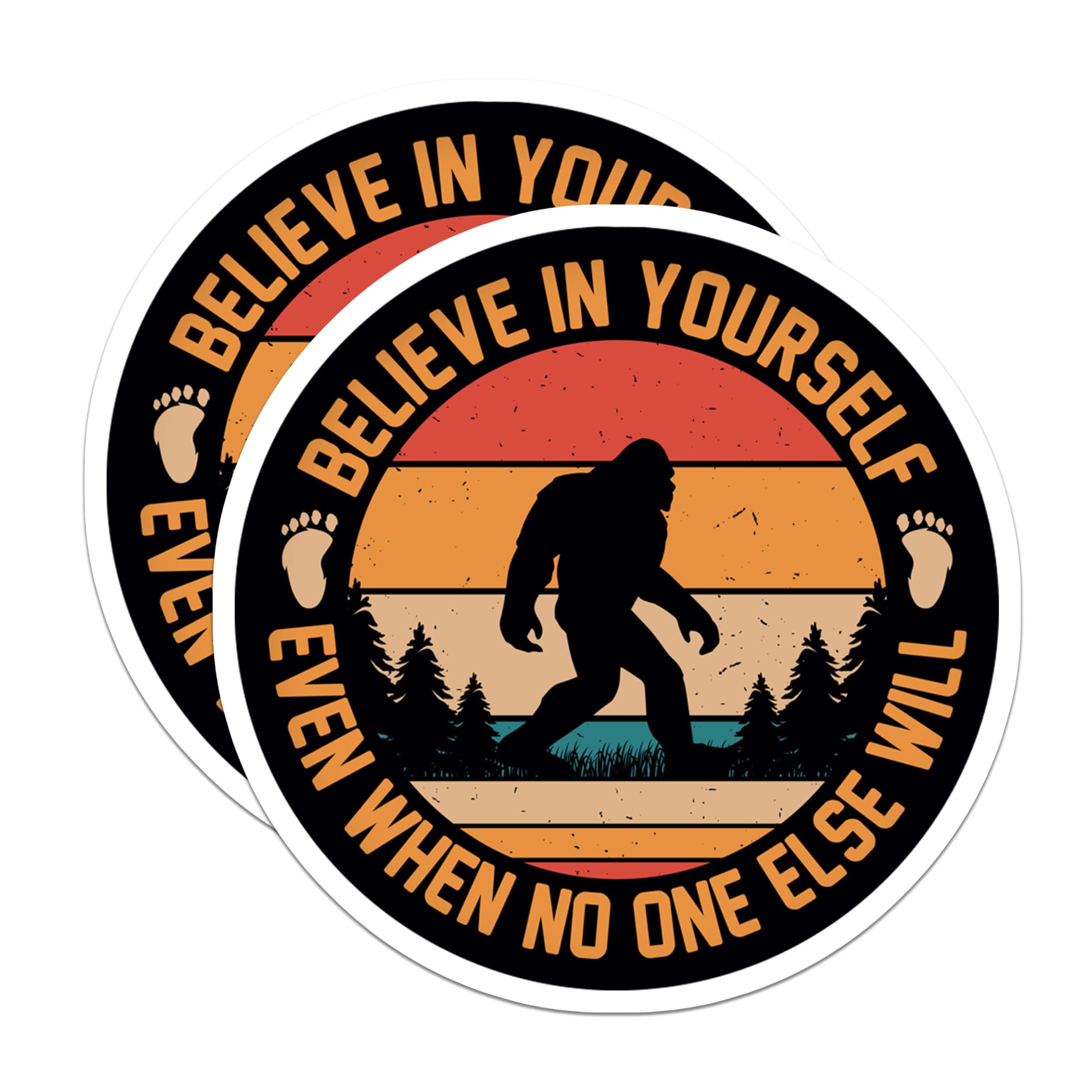 (2 Pack) Bigfoot Magnets - Sasquatch Believe Quote - Retro Cryptid Outdoorsy Decor - 5 Inches On Longest Side - Thick Durable Magnet - Made in USA - MAG25141