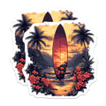 (2 Pack) Tropical Surfboard Magnets - Beach Sunset Scene - Ocean Lover Decor - Hawaiian Paradise Artwork - 5 Inches On Longest Side - Thick Durable Magnet - Made in USA - MAG28664