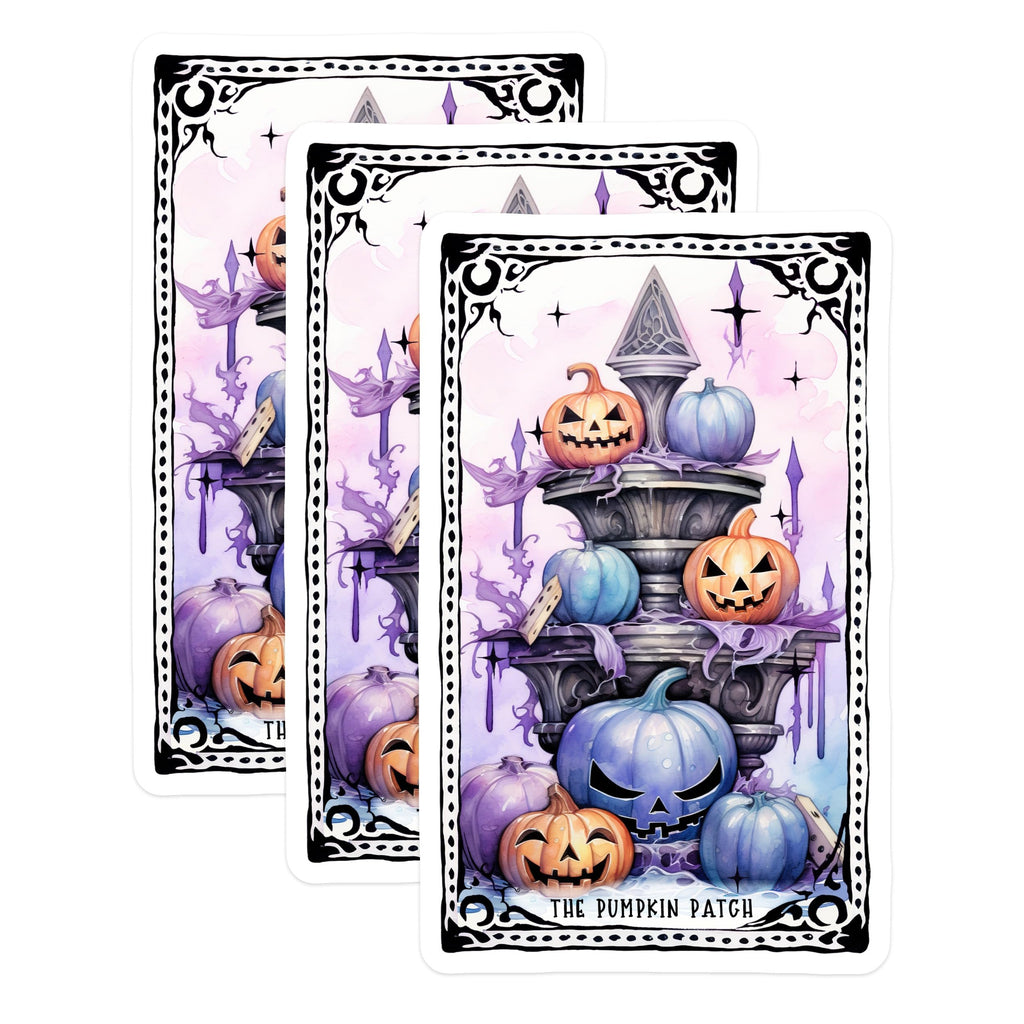 (3 Pack) Pumpkin Patch Decals - Halloween Jack O Lantern Decals - Spooky Season Stickers - 3 Inches On Longest Side - Easy Peel & Apply - Made in USA - 3MCS2369