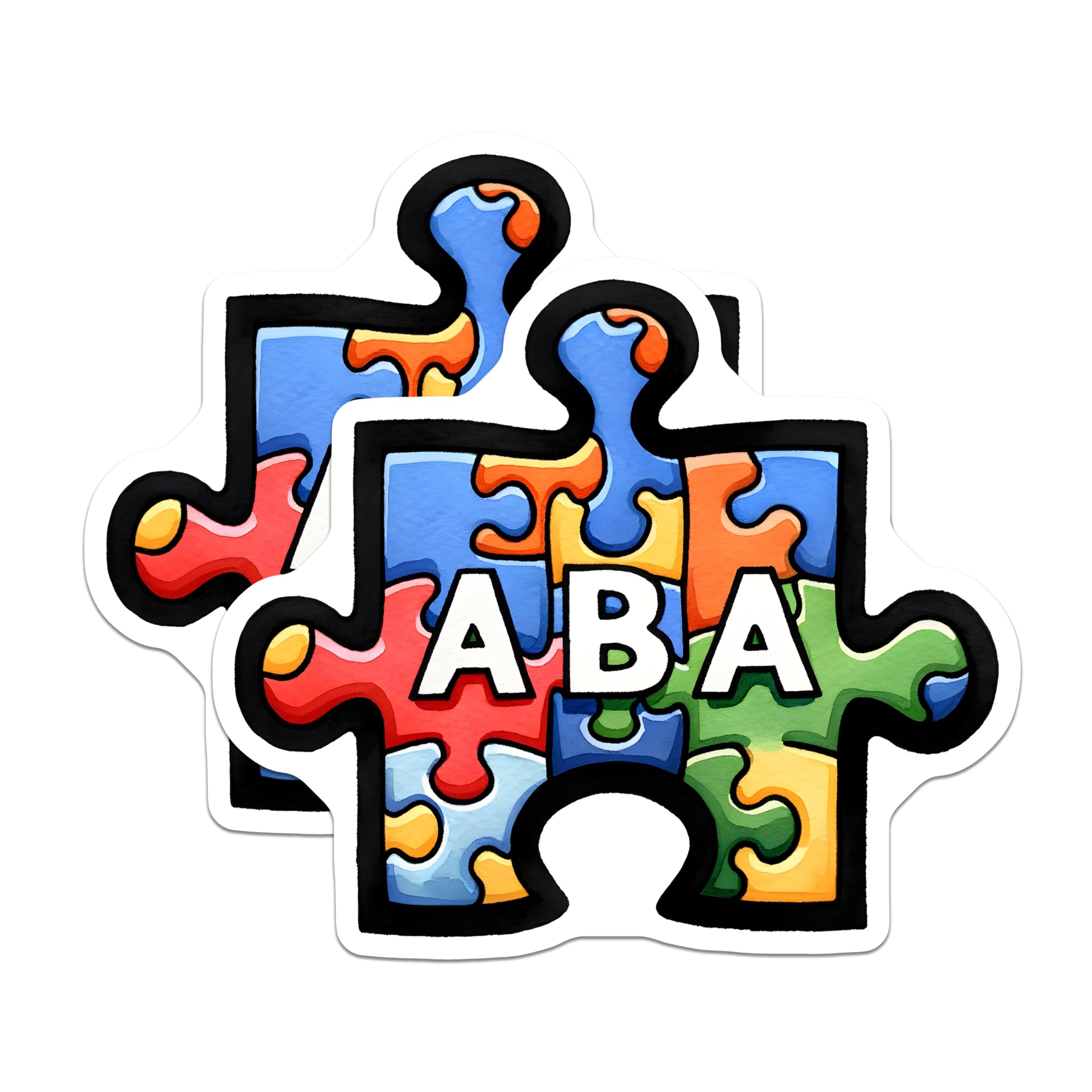 (2 Pack) ABA Puzzle Magnets - Colorful Autism Awareness Magnets - Beautiful Puzzle Piece Magnets - 5" On Longest Side - for Cars, Refrigerators, Toolboxes, Lockers - Made in USA BMCS3166