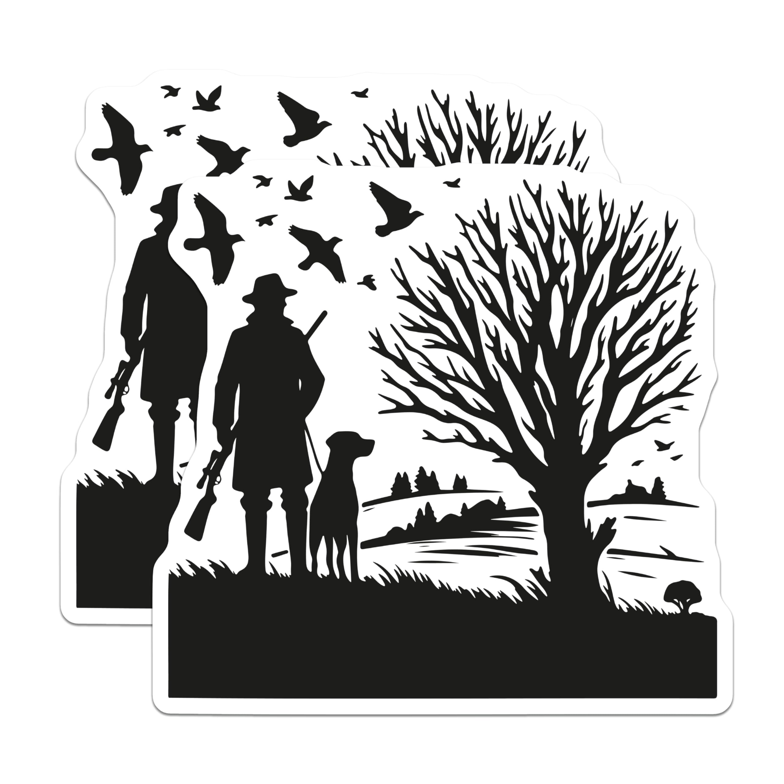 (2 Pack) Hunter Dog Silhouette Magnets - Outdoor Wilderness Game Bird Hunting Scene - Rustic Nature Inspired Sportsman Decor - 5 Inches On Longest Side - Thick Durable Magnet - Made in USA - MAG22693