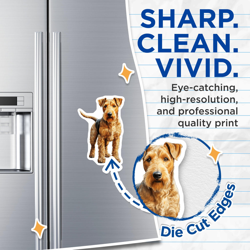 (2 Pack) Airedale Terrier Magnets - Airedale Dog Art - Pet Lover Decor - Refrigerator Puppy Display - 5 Inches On Longest Side - Thick Durable Magnet - Made in USA - MAG26458