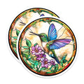 (2 Pack) Hummingbird Magnets - Faux Stained Glass Art - Nature Lover Decor - Vibrant Bird Fridge Accents - 5 Inches On Longest Side - Thick Durable Magnet - Made in USA - MAG26507