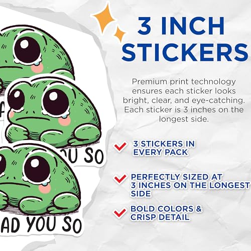 (3 Pack) Toad You So Decals - Funny Frog Pun - Laptop Decal - 3 Inches On Longest Side - Easy Peel & Apply - Made in USA - 3MCS4722