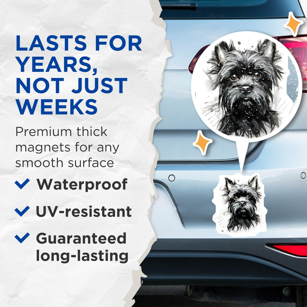 (2 Pack) Scottish Terrier Dog Magnets - Scottie Dog Watercolor Art - Black Terrier Pet Lover Refrigerator Magnets - 5 Inches On Longest Side - Thick Durable Magnet - Made in USA - MAG29294
