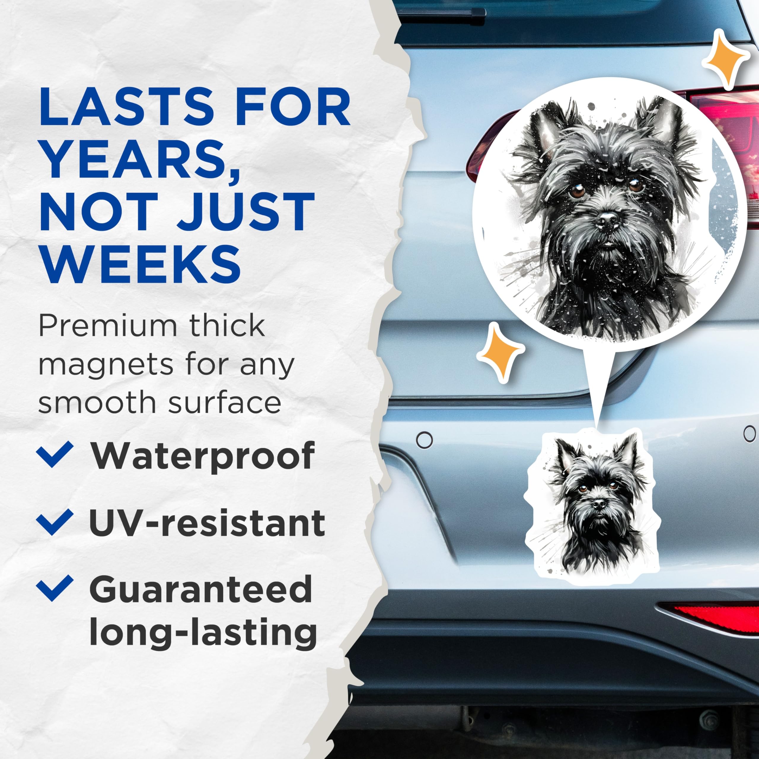 (2 Pack) Scottish Terrier Dog Magnets - Scottie Dog Watercolor Art - Black Terrier Pet Lover Refrigerator Magnets - 5 Inches On Longest Side - Thick Durable Magnet - Made in USA - MAG29294