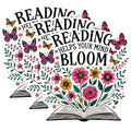 (3 Pack) Reading Helps Mind Decals - Floral Laptop Decal - Book Lover Stickers - 3 Inches On Longest Side - Easy Peel & Apply - Made in USA - 3MCS1574