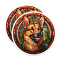 (2 Pack) Stained Glass German Shepherd Magnets - Dog Breed Art Decor - Pet Lover Refrigerator Magnet - 5 Inches On Longest Side - Thick Durable Magnet - Made in USA - MAG26538