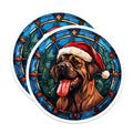 (2 Pack) Christmas Dog Magnets - Stained Glass Pet Lover Decor - Holiday Mastiff Fridge Accessories - Festive Canine Art - 5 Inches On Longest Side - Thick Durable Magnet - Made in USA - MAG26047