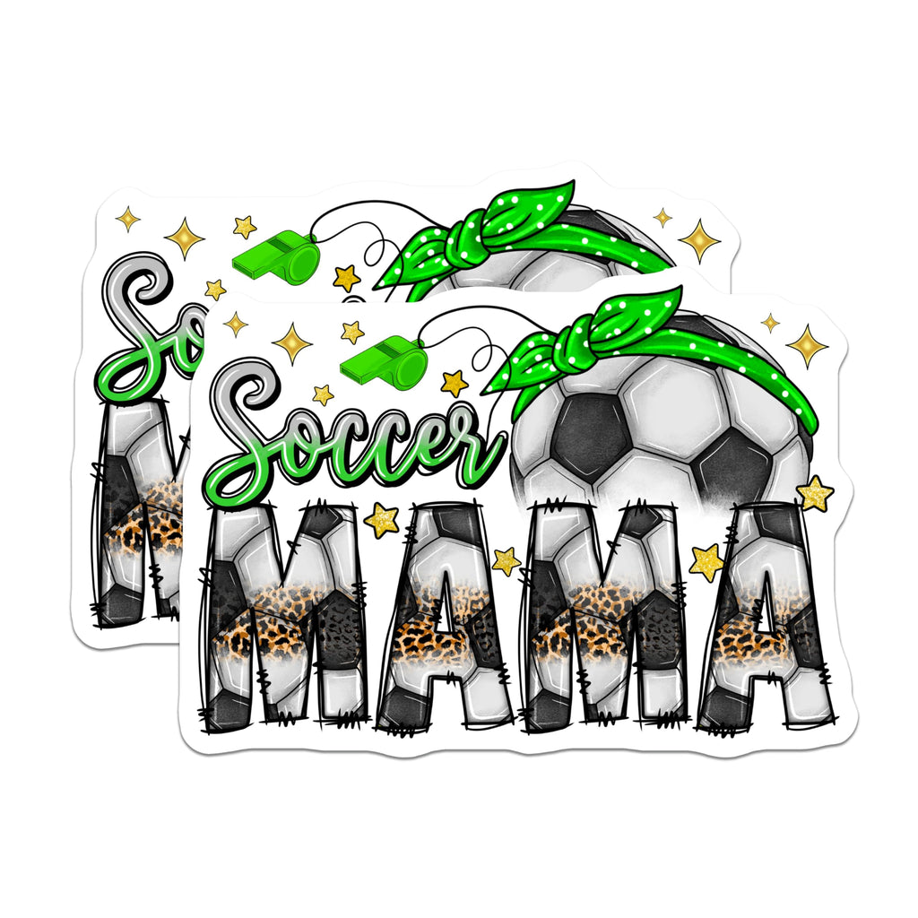 (2 Pack) Soccer Mama Magnets - Leopard Print - Game Day Accessory - Proud Sports Mom - 5 Inches On Longest Side - Thick Durable Magnet - Made in USA - MAG28765
