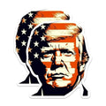(2 Pack) Trump American Flag Stickers - Trump 2024 Sticker - Trump for President - 5 Inches On Longest Side - Premium Vinyl - for Cars, Trucks, Skateboards, Laptops - Made in USA - BMCS0779