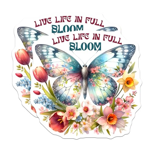(2 Pack) Butterfly Floral Magnet - Inspirational Home Decor - 5" On Longest Side - Sticks to Smooth Flat Surfaces - Made in USA - MAG10074