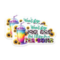 (2 Pack) Won't Stop for Gas Stickers - Tea Bomb Quote - Colorful Sunflowers Pack - 5" On Longest Side - Sticks to Smooth Flat Surfaces - Made in USA - BMCS8308