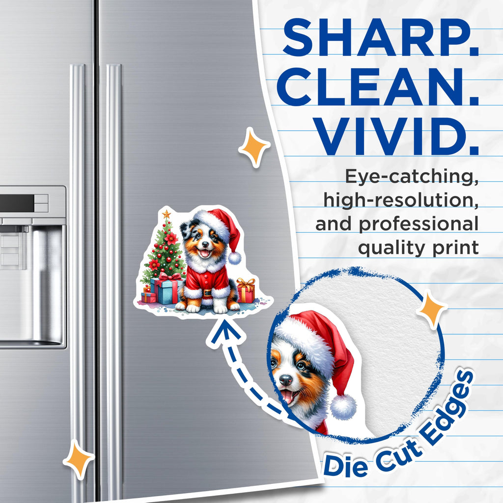 (2 Pack) Santa Puppy Christmas Magnets - Adorable Dog Holiday Refrigerator Decor - Festive Pet Lover Accessory for Xmas - 5 Inches On Longest Side - Thick Durable Magnet - Made in USA - MAG30189