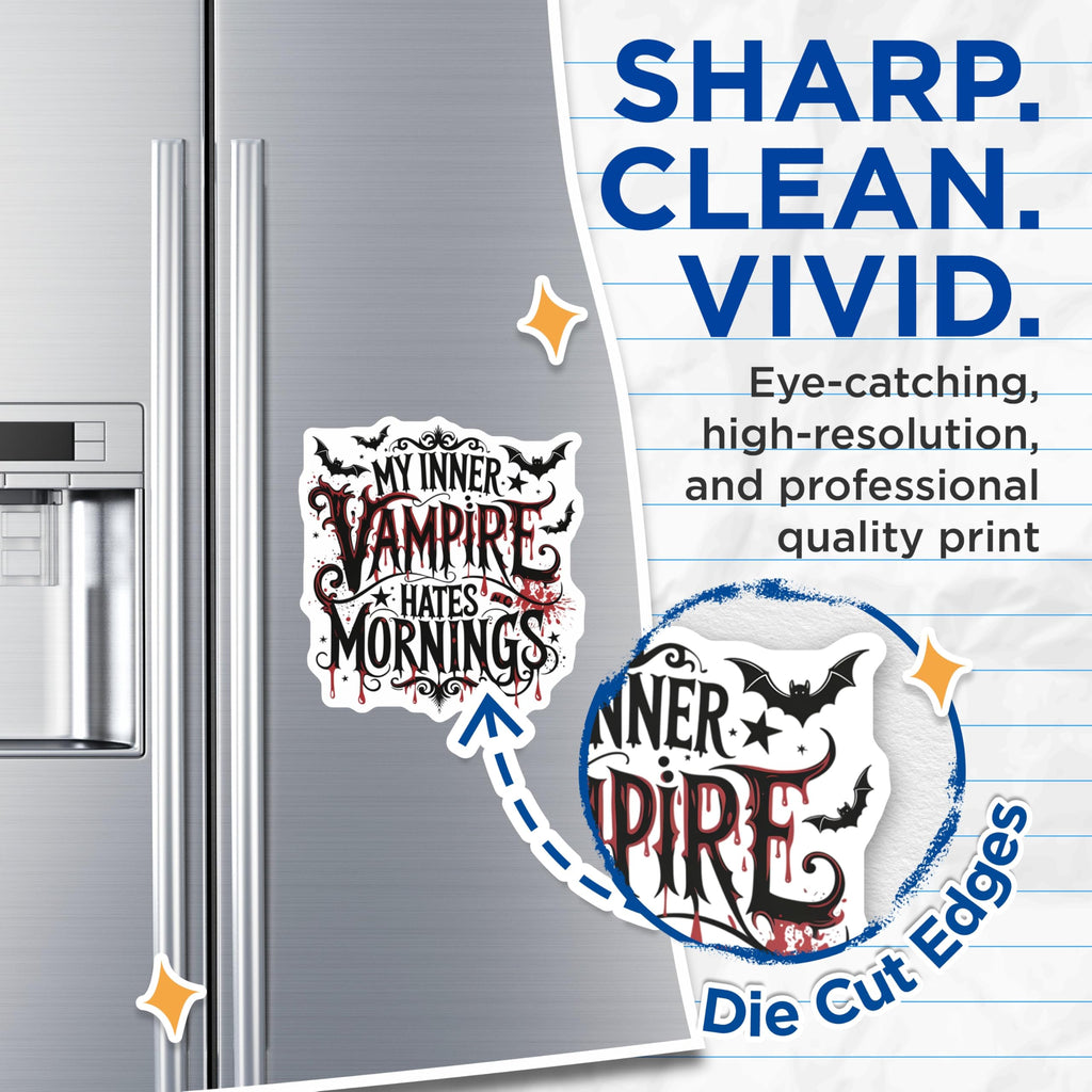 (2 Pack) Vampire Hates Mornings Magnets - Funny Morning Hater Decor - Gothic Bat Refrigerator Art - 5 Inches On Longest Side - Thick Durable Magnet - Made in USA - MAG20461