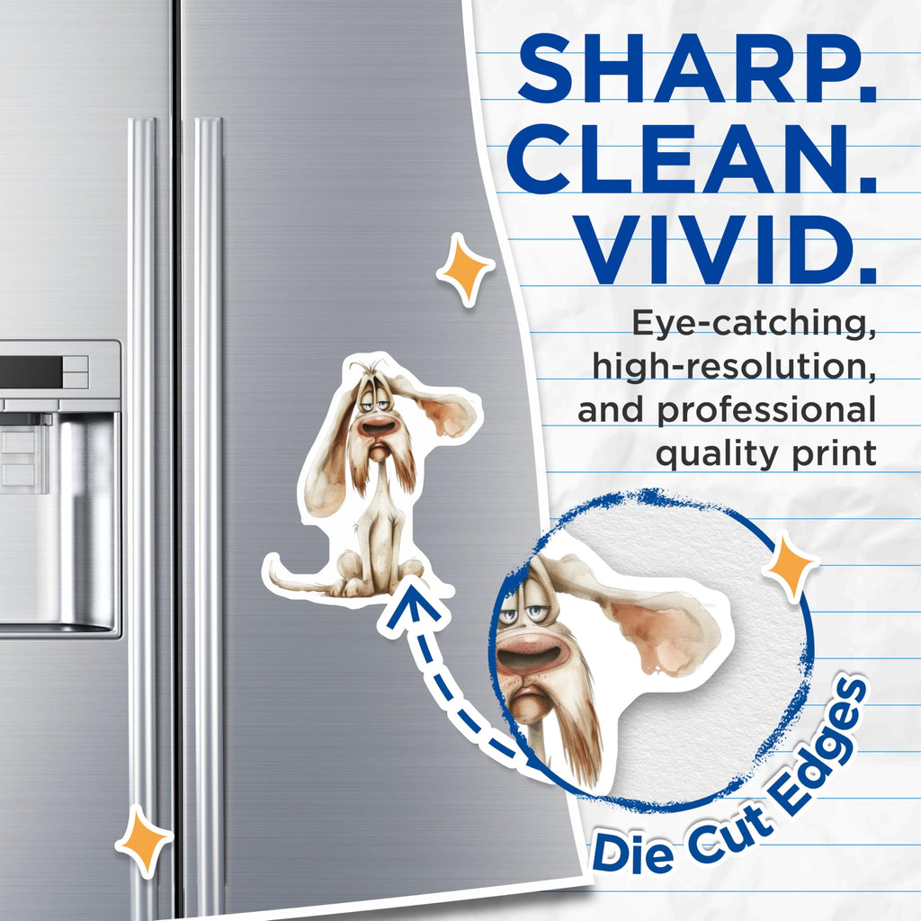 (2 Pack) Tired Dog Magnets - Grumpy Pet Lover Decor - Whimsical Refrigerator Magnet - 5 Inches On Longest Side - Thick Durable Magnet - Made in USA - MAG26844