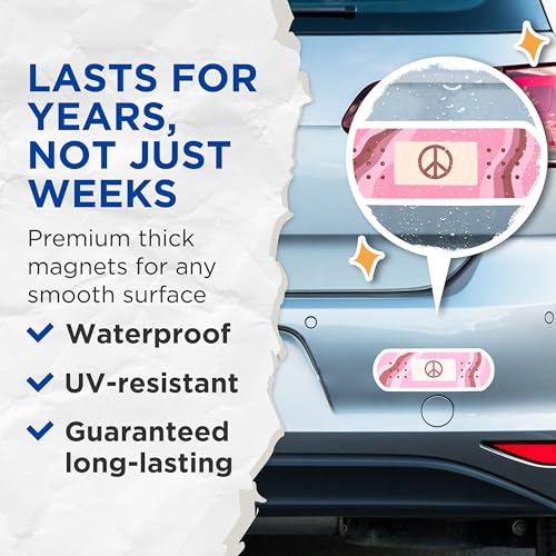 (2 Packs) Peace Pink Bandage Magnets - Positive Inspiring Peaceful Magnets - 5 Inches On Longest Side - Premium Magnet - for Fridges, Toolboxes, Cars - Made in USA - MAG2318