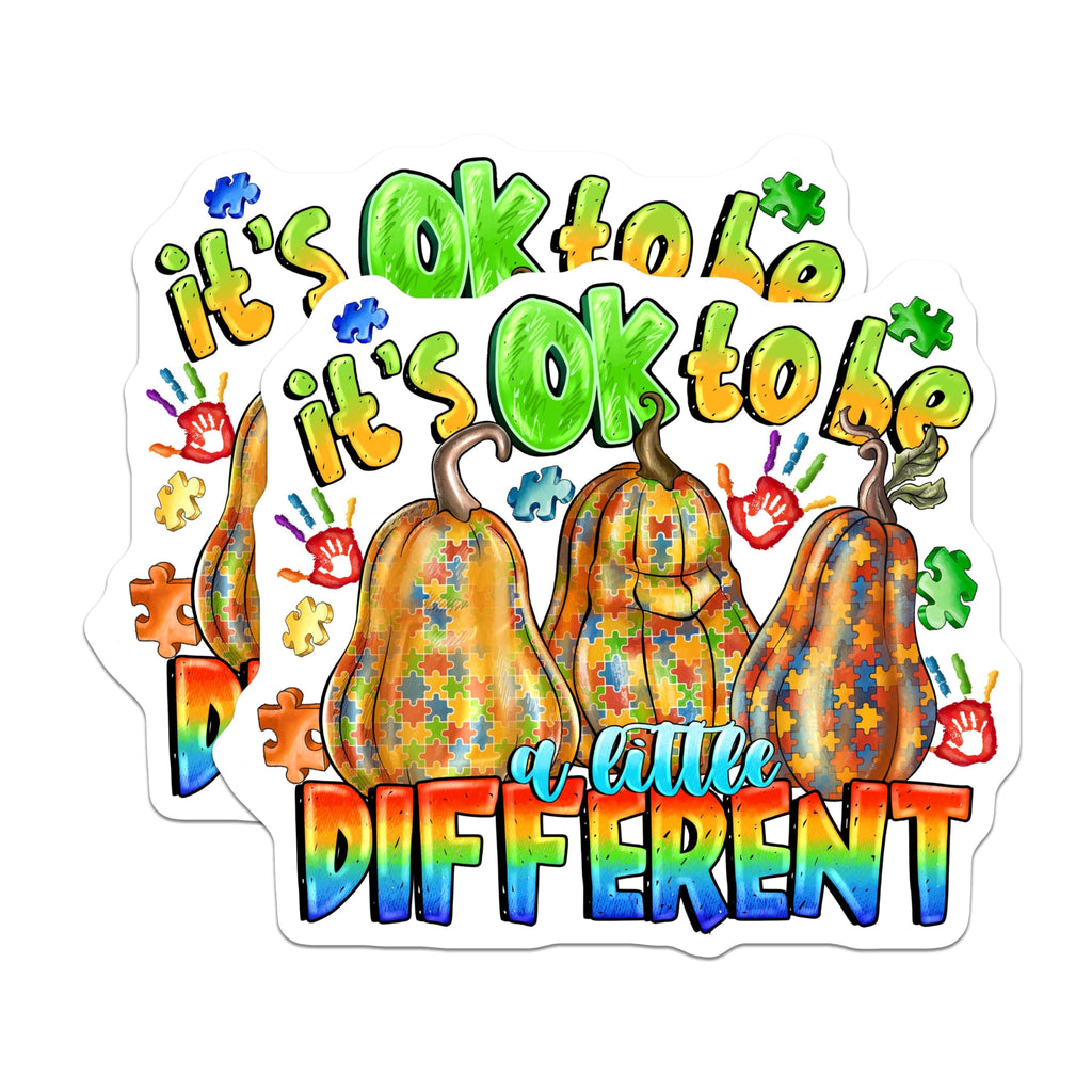 (2 Pack) Autism Awareness Magnets - Neurodiversity Acceptance - Fall Pumpkin Decor - It's OK to Be Different - 5 Inches On Longest Side - Thick Durable Magnet - Made in USA - MAG28871