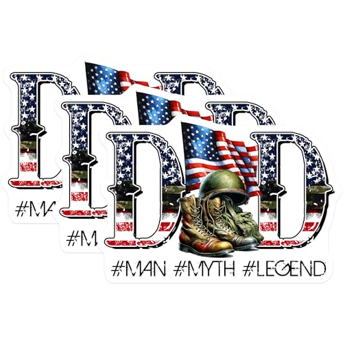 (3 Pack) Veteran Dad Decals - American Flag - Military Boot Helmet Laptop Decal - 3 Inches On Longest Side - Easy Peel & Apply - Made in USA - 3MCS2016