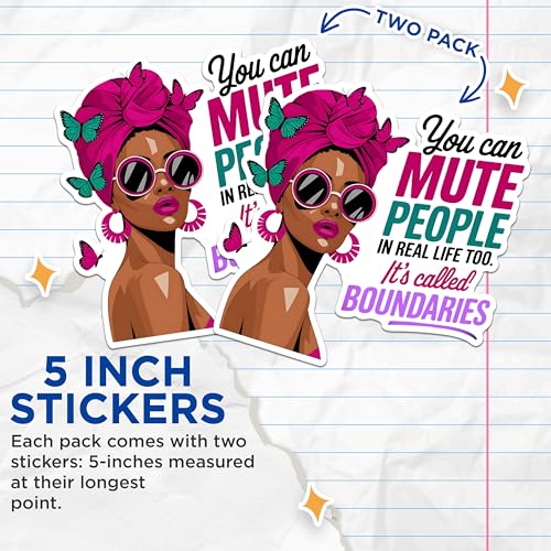 (2 Pack) Inspirational Quote Stickers - Empowerment Stickers - Positive Affirmation Stickers Empower Boundaries - 5" On Longest Side - Sticks to Any Smooth Flat Surface - Made in USA - BMCS2859
